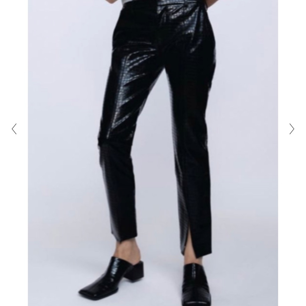 Zara Crocodile “Leather” Pants - Black - Size L